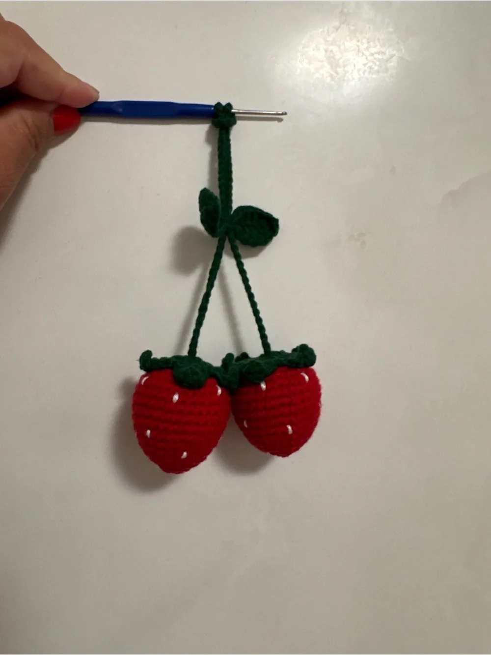 Handmade Red Strawberry Crochet charm